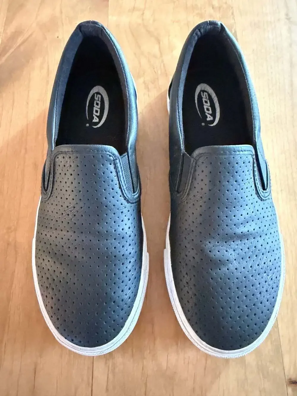 Soda Tracer Black Perforated Slip-On Sneakers 8.5